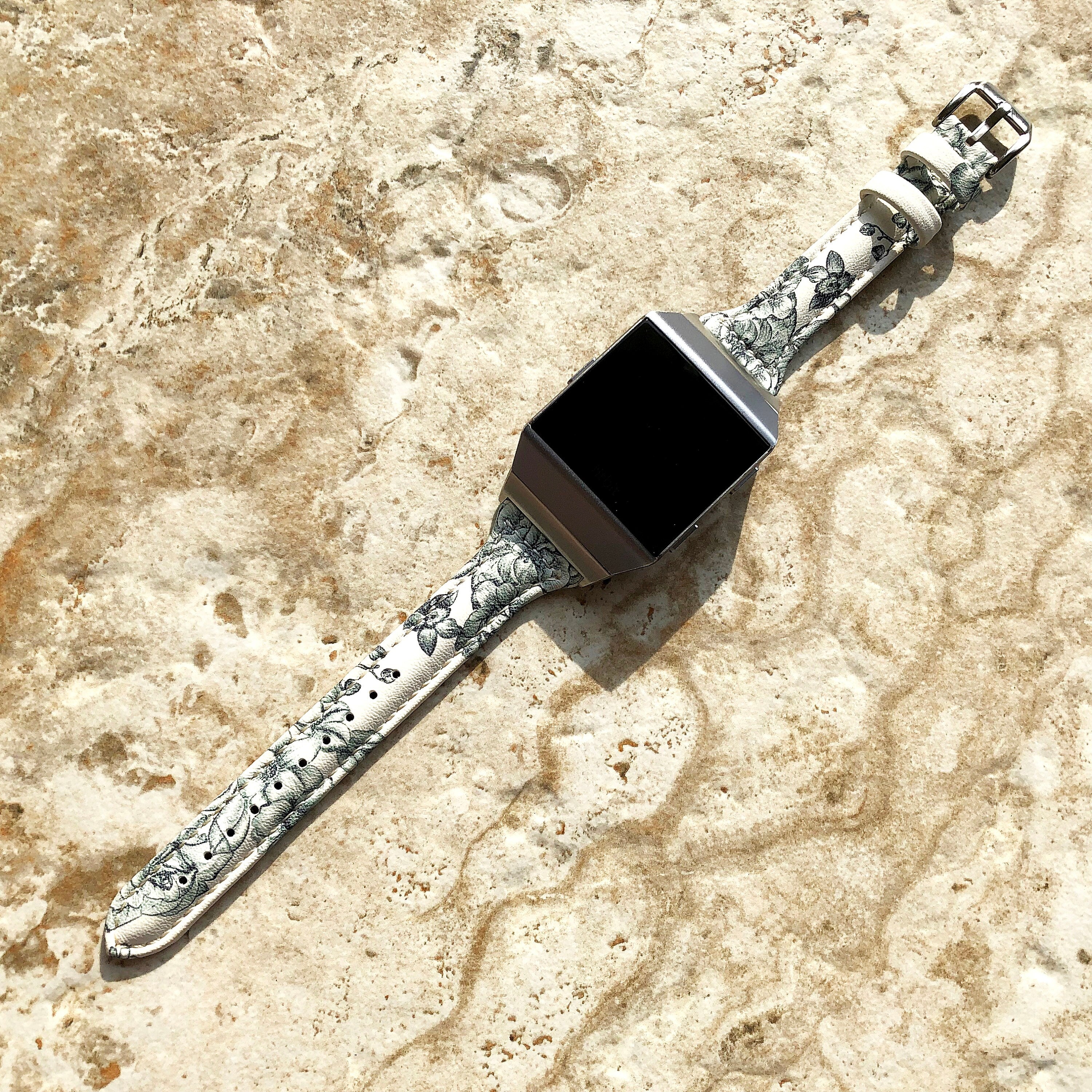 Fitbit Ionic Orchids Slim Elegant Soft Leather Band Strap Bracelet for Smartwatch Quick Release Adapters in Silver Rose Gold Black